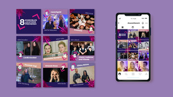 Instagram Ansicht auf lila Hintergrund