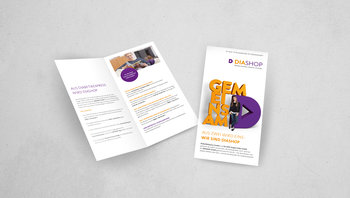 Broschüre Diashop: Cover und aufgeschlagen