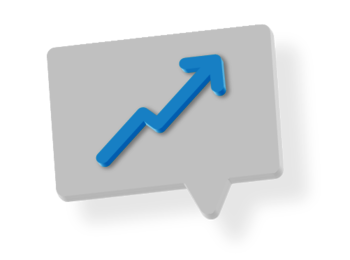 Icon Sprechblase mit aufsteigendem Pfeil