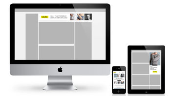 Calida Landingpage: Ansicht PC, Smartphone und Tablet