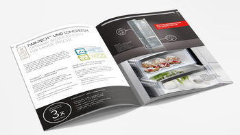 Aufgeschlagene AEG Cold Broschüre