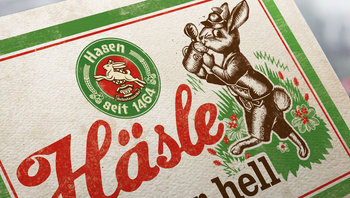 Bierettiket Augsburger Hasen-Bräu mit Häsle