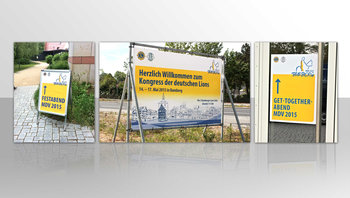 3 Abbildungen von Wegweisern zum Kongress der Deutschen Lions