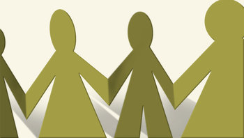 Ausgeschnittene Papiermenschenkette