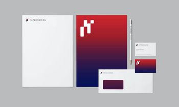 Geschäftsausstattung meteonomiques, Briefbogen, Visitenkarten, Umschlag, Visitenkarten