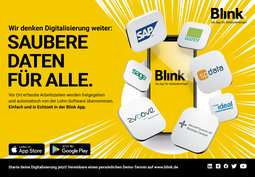 Blink AZ Handy umringt von Programmfeldern