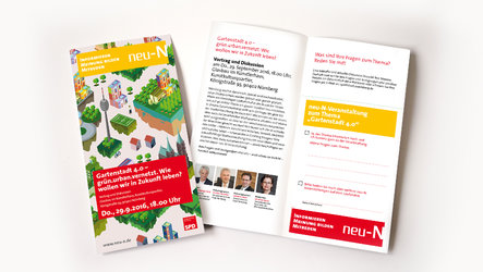 SPD Stadtratsfraktion Nürnberg: Flyer Gartenstadt, Cover und Innenansicht