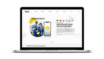 Website Bereich mit Reinigungskräfte mit Auswahl von 36 Sprachen