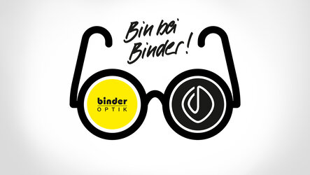 Brille mit Binder und Bloom Logo 