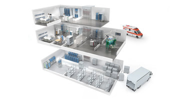 Modellansicht Krankenhaus für ZARGES Medical Katalog