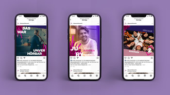 Handyansichten auf lila Hintergrund