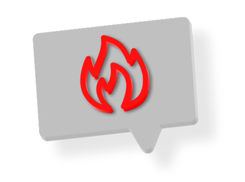 Icon Sprechblase mit Feuer