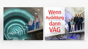 Motiv Azubis in U-Bahn-Tunnel als Scribble und als umgesetztes Photo