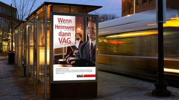City Light Werbetafel: Wenn Heimweg dann VAG