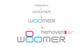 WOOMER Schriftzug Entwicklungs-Schritte