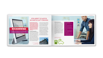 Doppelseite Rückenwind - von Arbeit schaffen bis Wirtschaft fördern