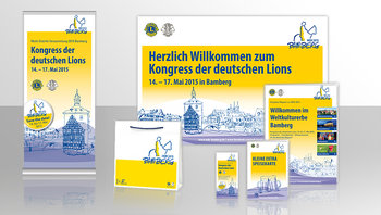 Abbildung diverser Werbemittel zum MDV 2015