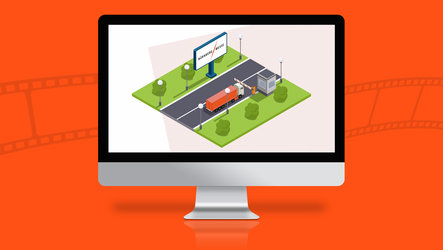 orangener Hintergrund mit Rechnung Bild digitale Einfahrt Messe