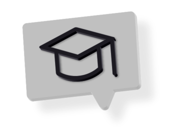 Icon Sprechblase mit Examens-Cap