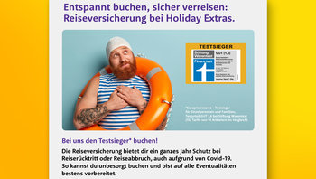 Hinweis auf Reiseversicherung für eine entspannte Buchung