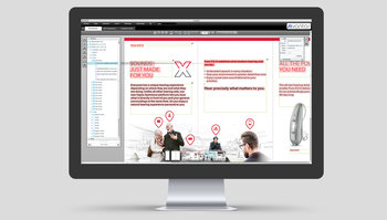 Hörgeräte-Plattform Signia Xperience: Web-Anwendung one2edit auf Monitor