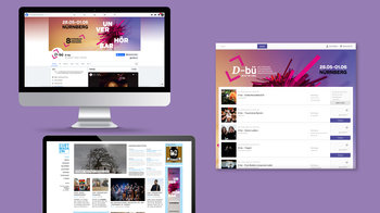 Anzeigen auf lila Hintergrund