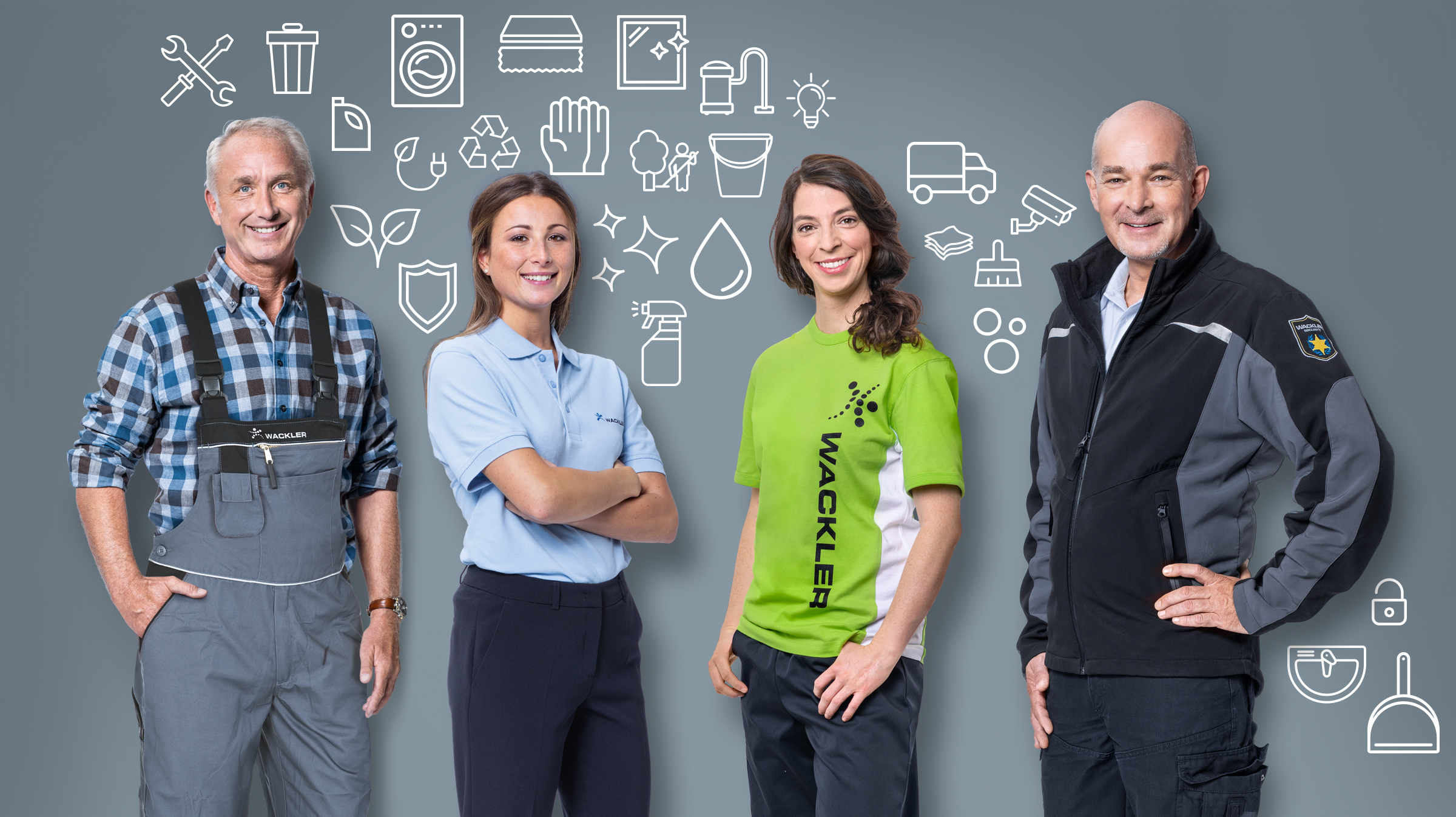 Wackler Service Group Website: Ansicht Personen zu den einzelnen Geschäftsbereichen